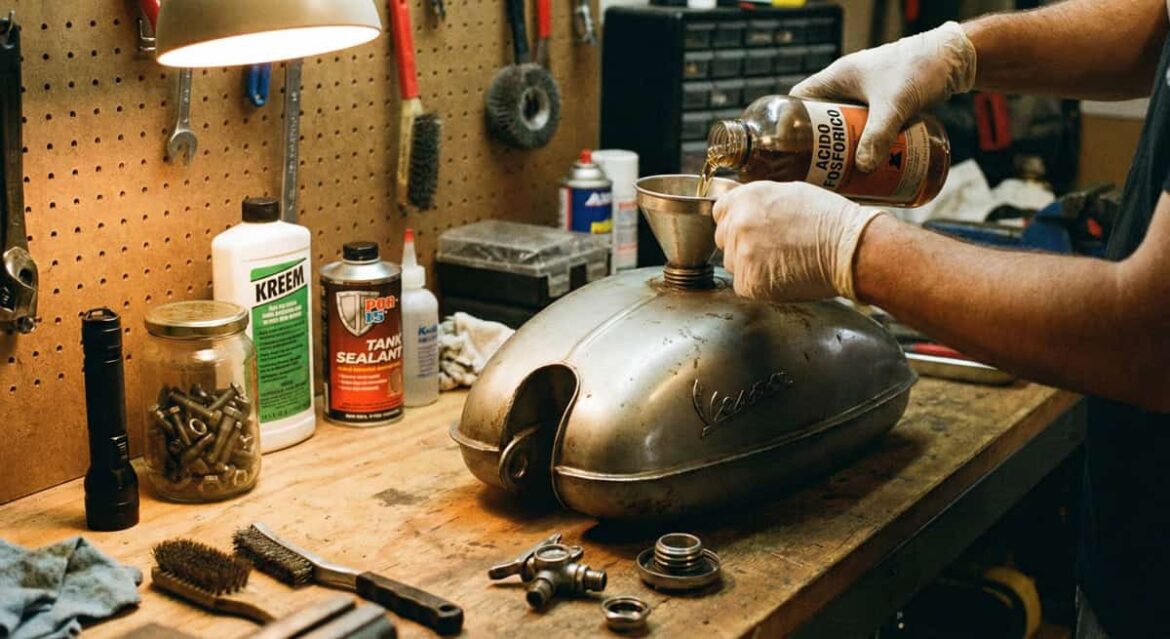 restauro serbatoio moto d'epoca