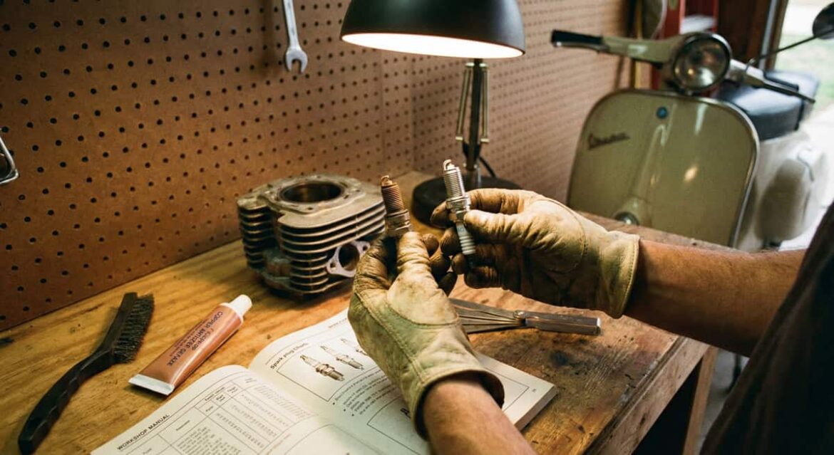 controllo elettrodi candela moto d'epoca